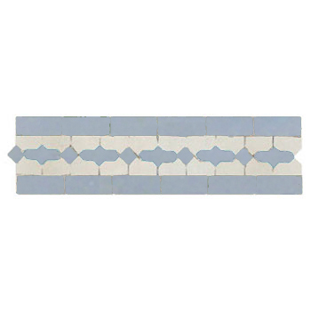 Mosaic House Moroccan tile Bowtie 1-17 White,   Sky Blue,    solid zellige, mosaic, zellij, border, glaze, traditional 